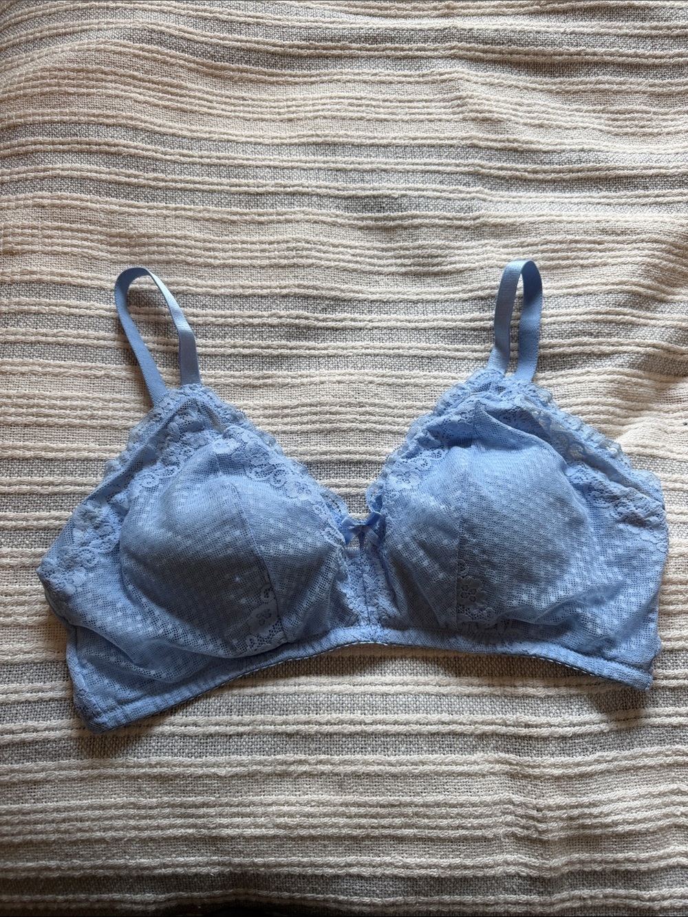 Light Blue Lace Bralette with Adjustable Straps